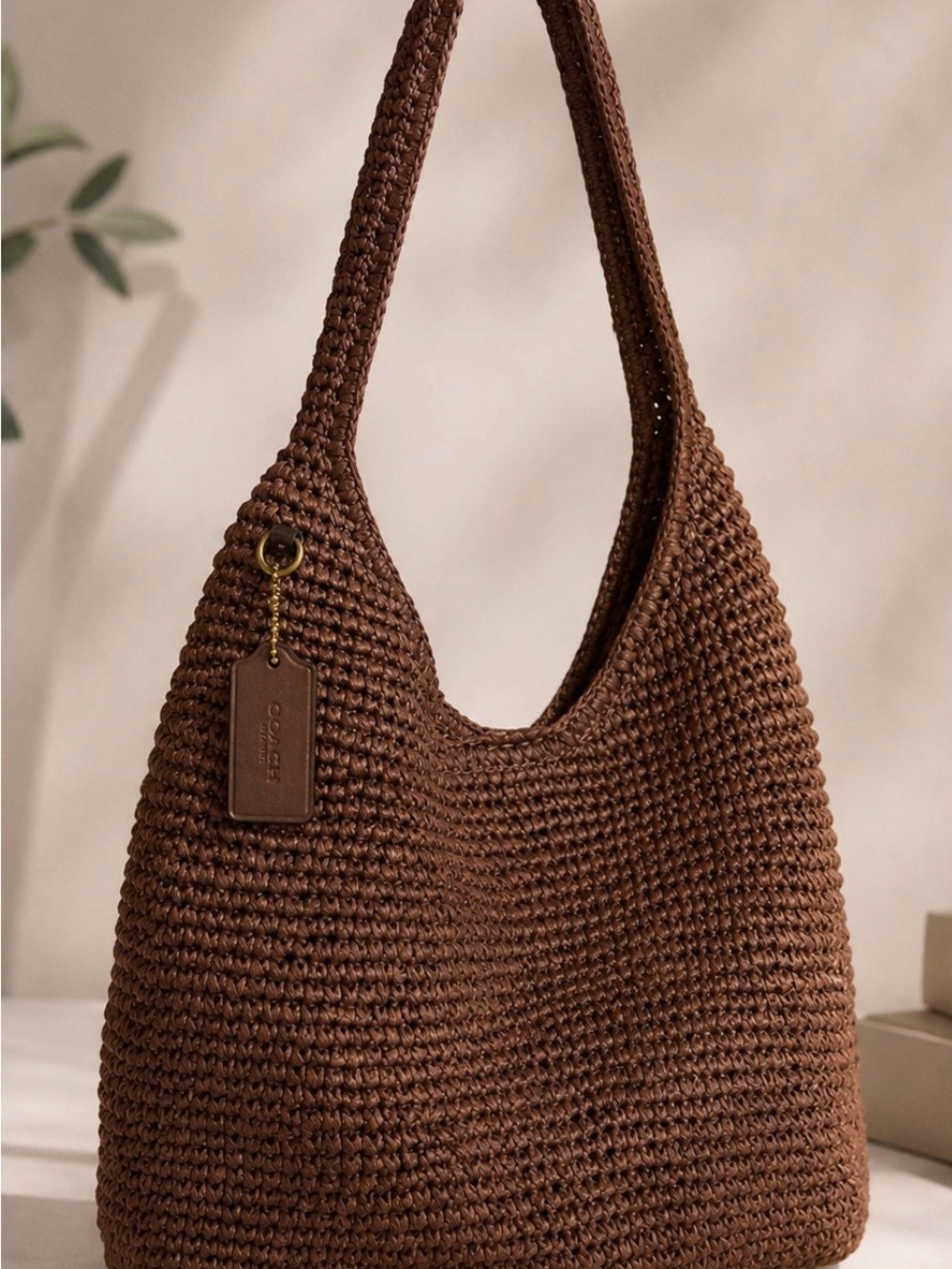 Coach Brooklyn Shoulder Bag 28 – Maple Woven/Straw Hobo – Style CDU75 - Picture 2 of 4